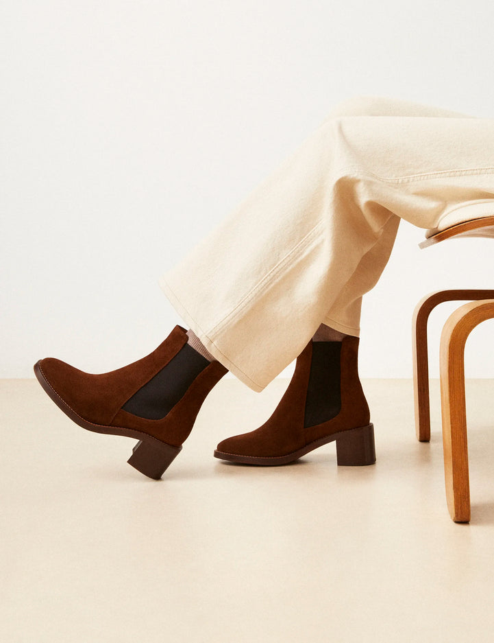 Bottines À Talons Suède Noisette - Numéro 289 - Rivecour
