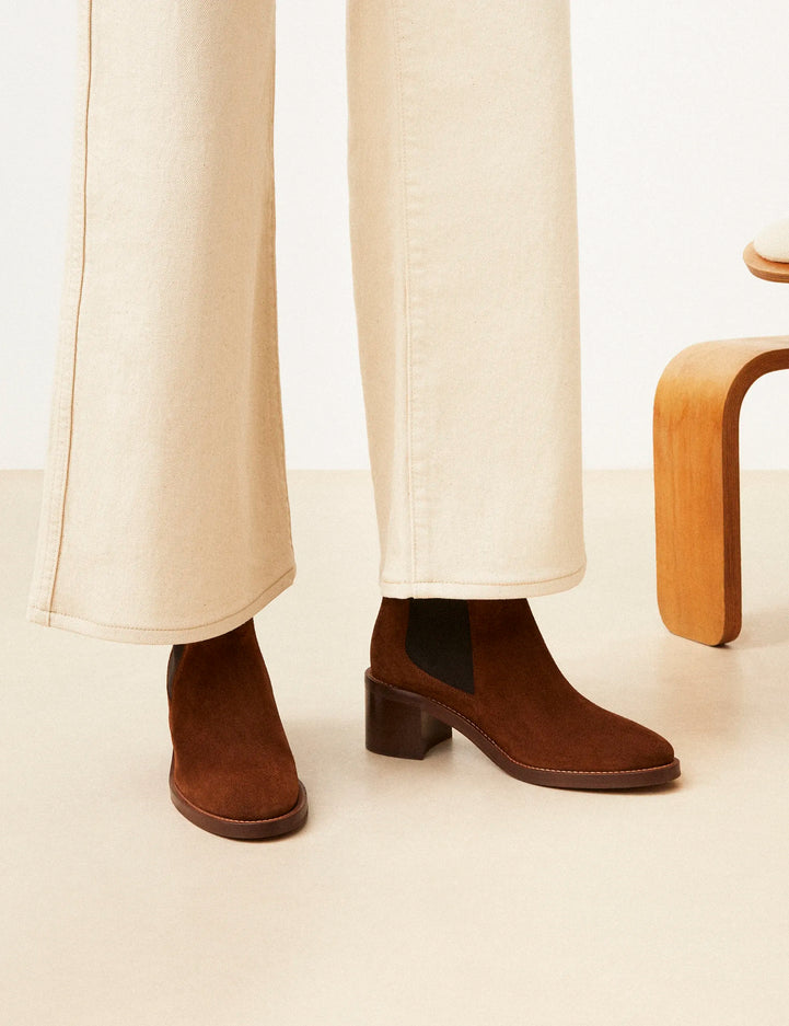Bottines À Talons Suède Noisette - Numéro 289 - Rivecour