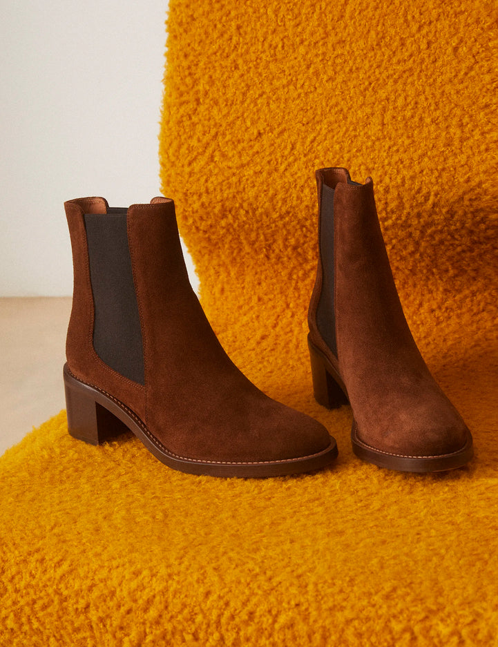 Bottines À Talons Suède Noisette - Numéro 289 - Rivecour