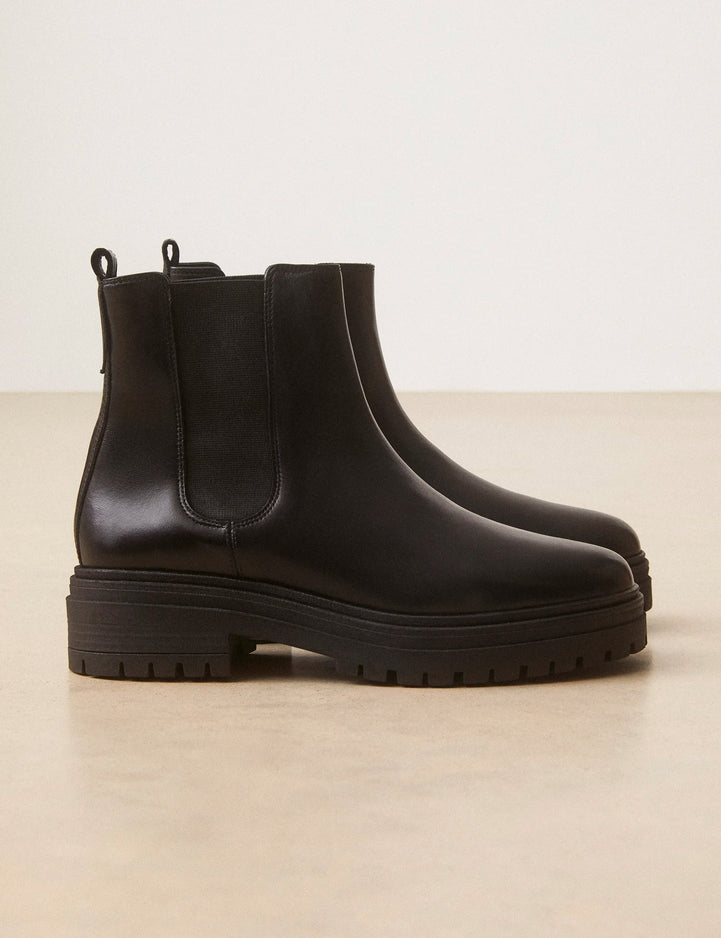 Bottines Plates Cuir Noir - Numéro 301 - Rivecour