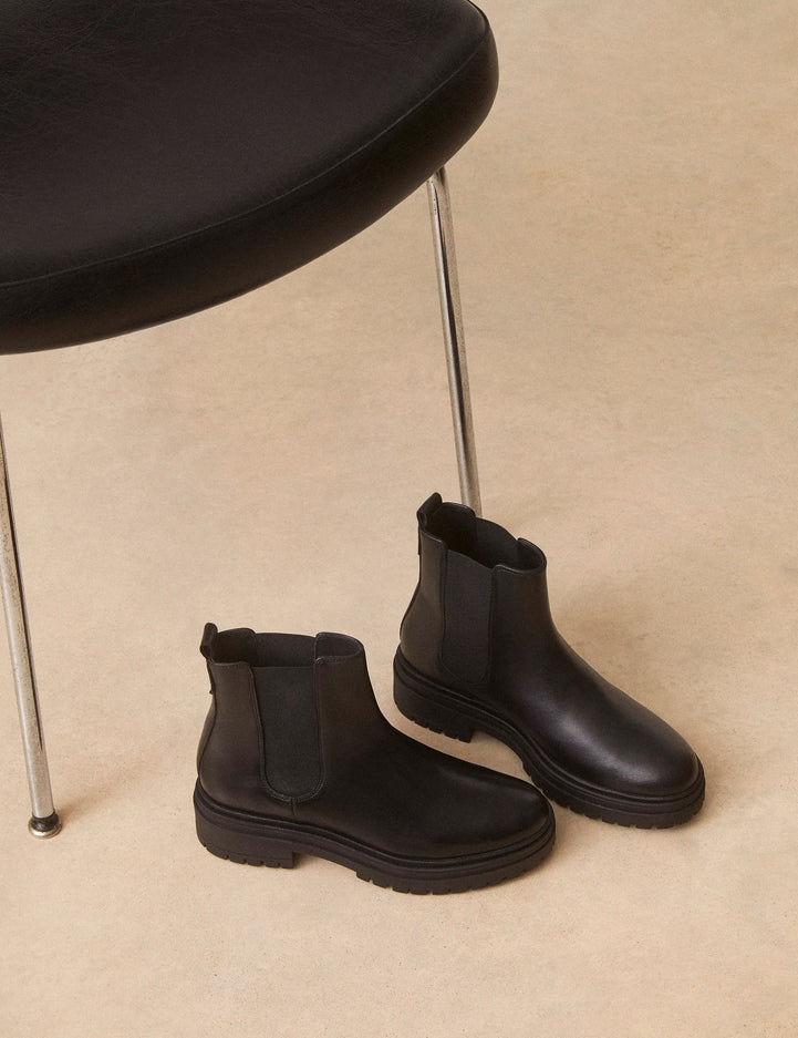 Bottines Plates Cuir Noir - Numéro 301 - Rivecour