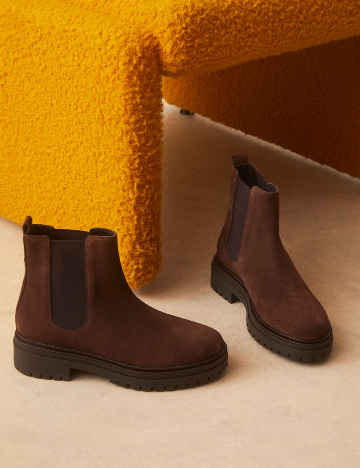 Bottines Plates Suède Marron Chocolat - Numéro 301 - Rivecour