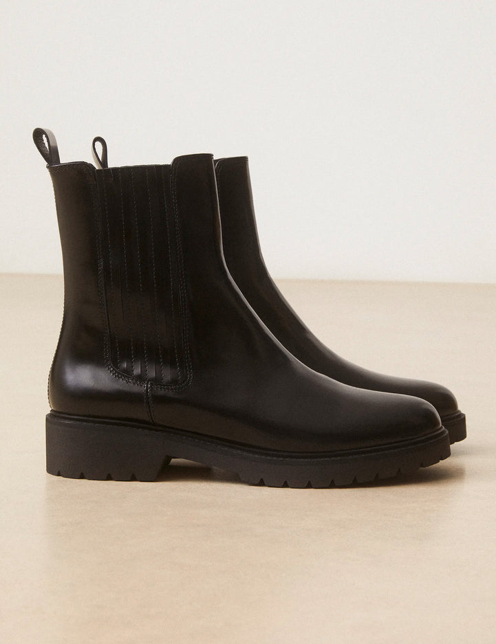 Bottines Plates Cuir Glacé Noir - Numéro 305 - Rivecour