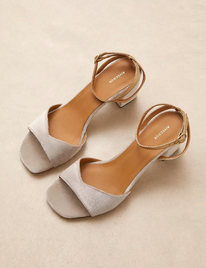 Sandales à talons Velours Perle - Numéro 333 - Rivecour