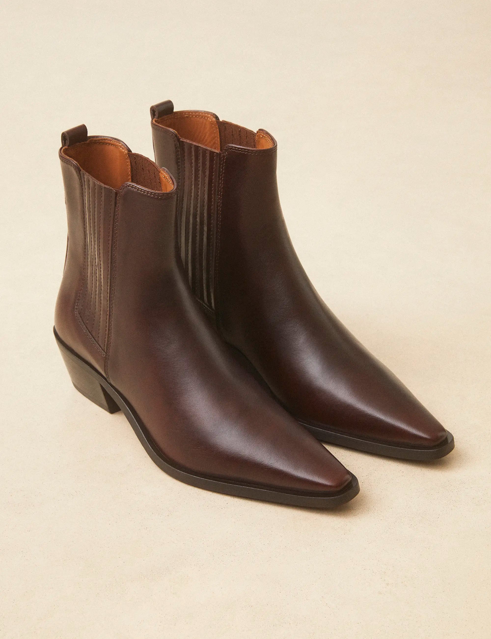 Bottines À Talons Cuir Marron Chocolat - Numéro 405 - Rivecour