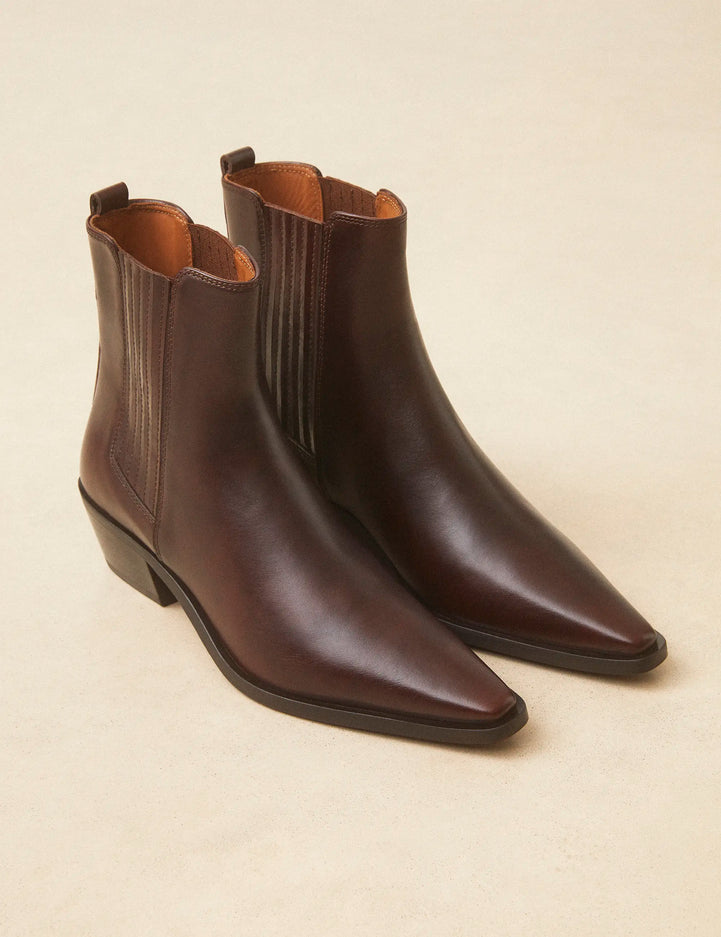 Bottines À Talons Cuir Marron Chocolat - Numéro 405 - Rivecour