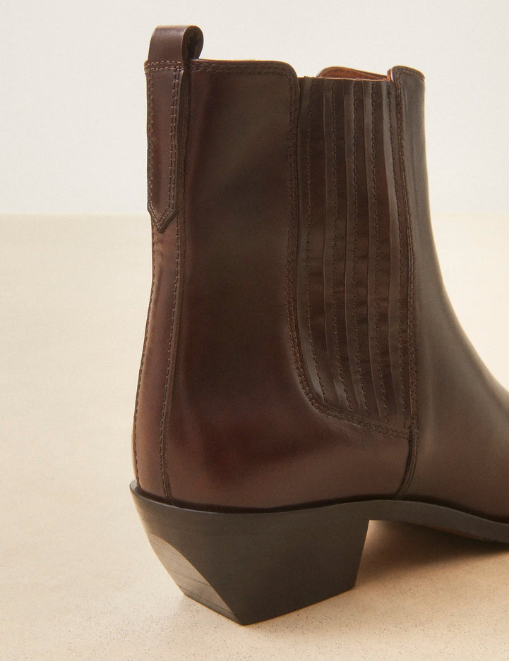 Bottines À Talons Cuir Marron Chocolat - Numéro 405 - Rivecour