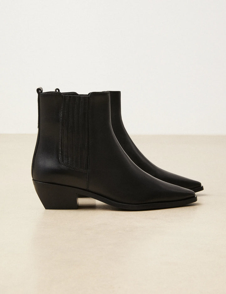 Bottines À Talons Cuir Glacé Noir - Numéro 405 - Rivecour