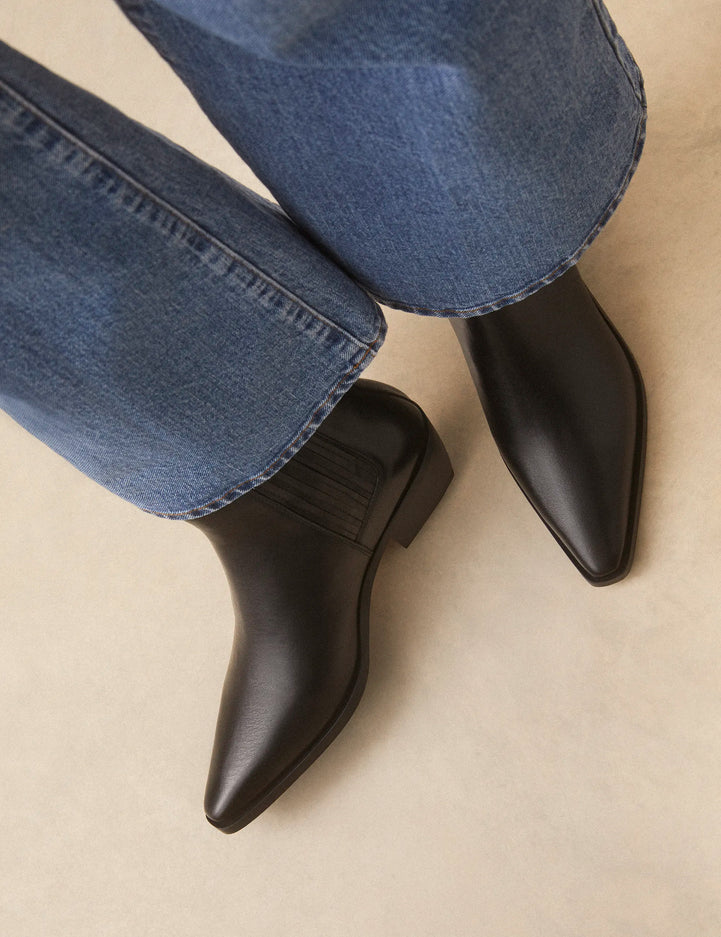 Bottines À Talons Cuir Glacé Noir - Numéro 405 - Rivecour