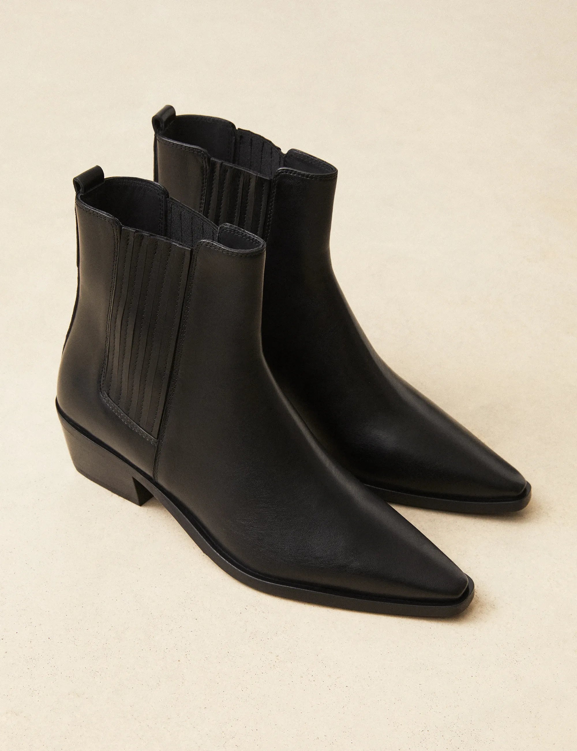 Bottines À Talons Cuir Glacé Noir - Numéro 405 - Rivecour