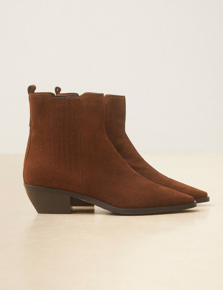 Bottines À Talons Suède Noisette - Numéro 405 - Rivecour