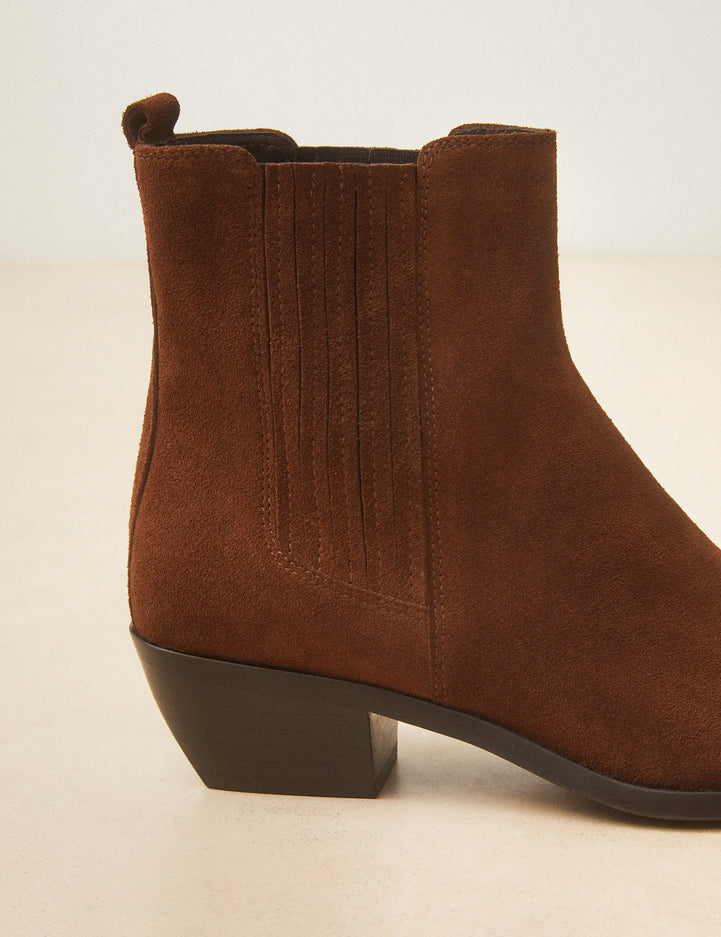 Bottines À Talons Suède Noisette - Numéro 405 - Rivecour
