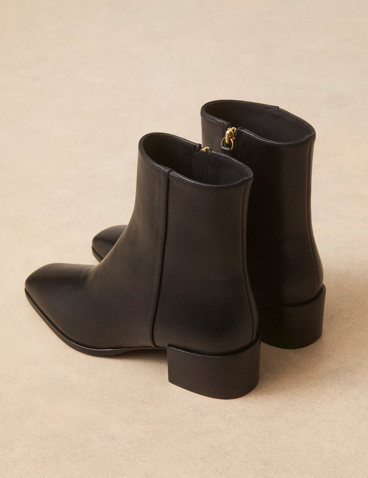 Bottines À Talons Cuir Noir - Numéro 406 - Rivecour