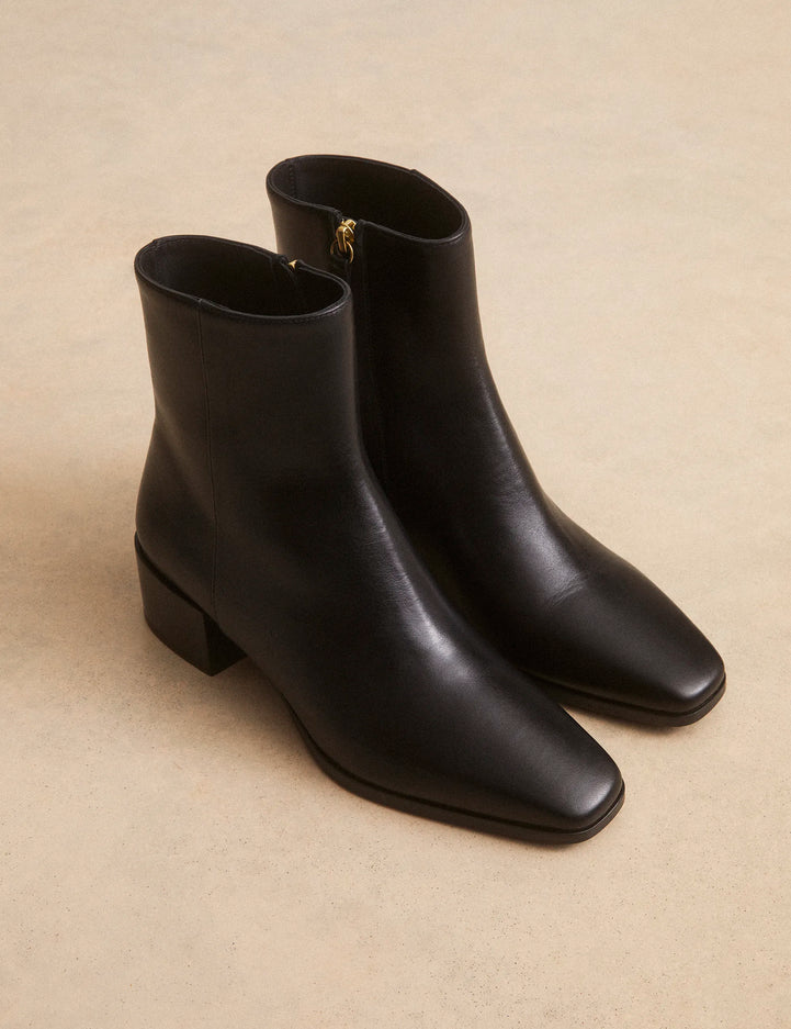 Bottines À Talons Cuir Noir - Numéro 406 - Rivecour