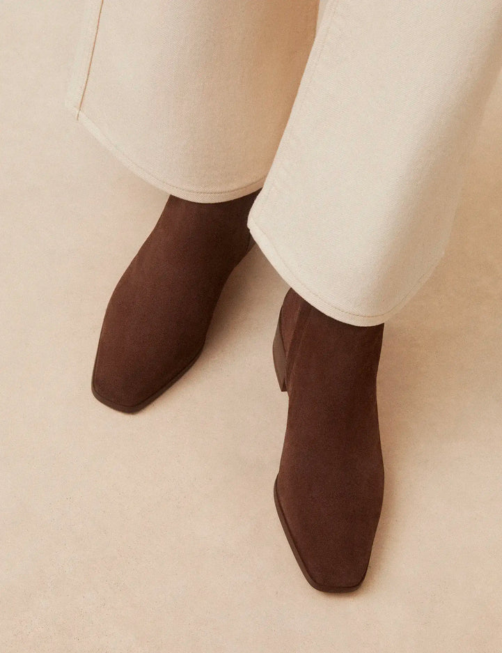 Bottines À Talons Suède Marron Chocolat - Numéro 406 - Rivecour