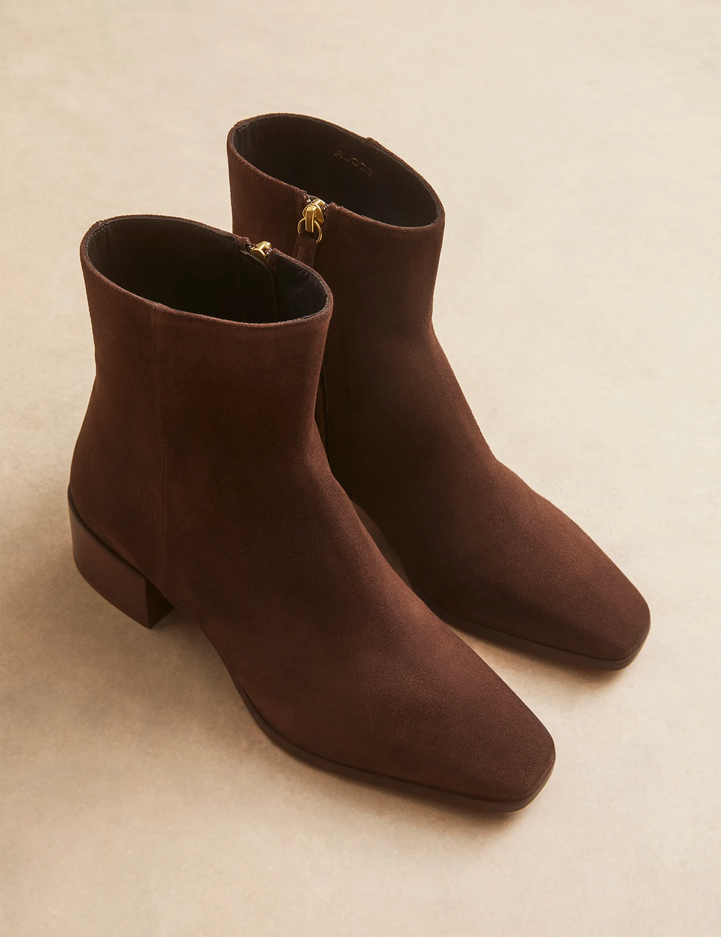 Bottines À Talons Suède Marron Chocolat - Numéro 406 - Rivecour