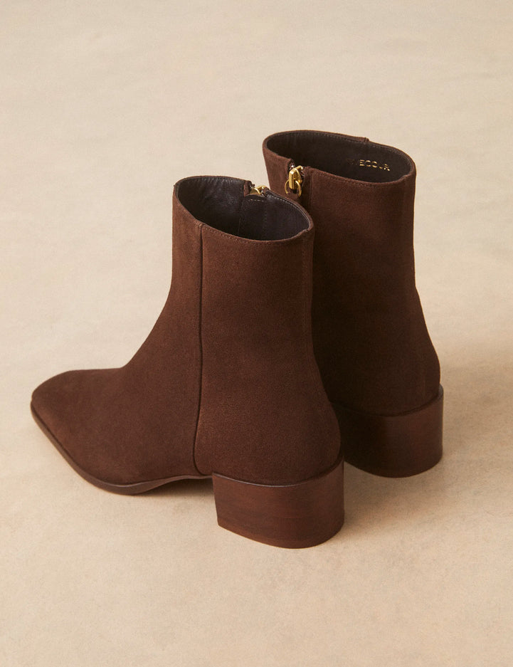 Bottines À Talons Suède Marron Chocolat - Numéro 406 - Rivecour
