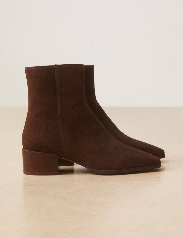 Bottines À Talons Suède Marron Chocolat - Numéro 406 - Rivecour