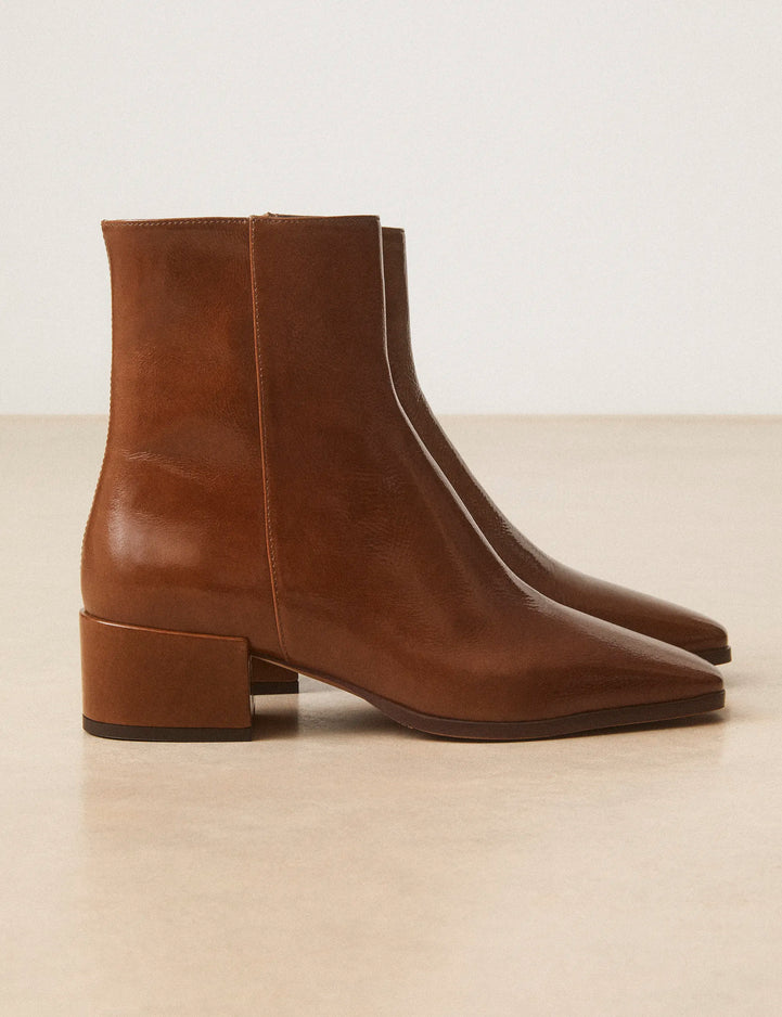 Bottines À Talons Cuir Vernis Brun - Numéro 406 - Rivecour