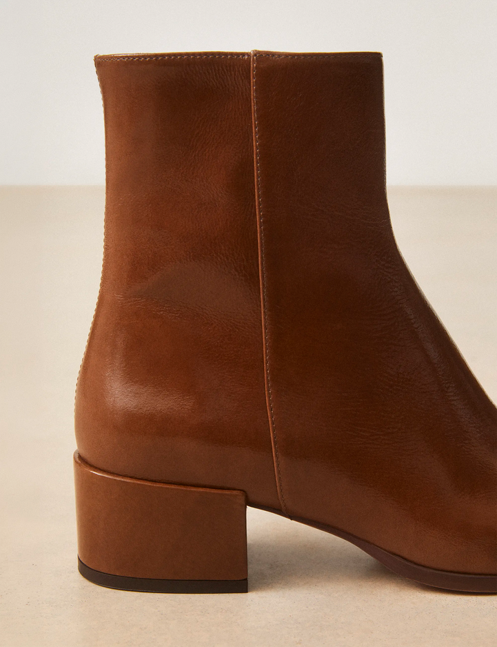 Bottines À Talons Cuir Vernis Brun - Numéro 406 - Rivecour