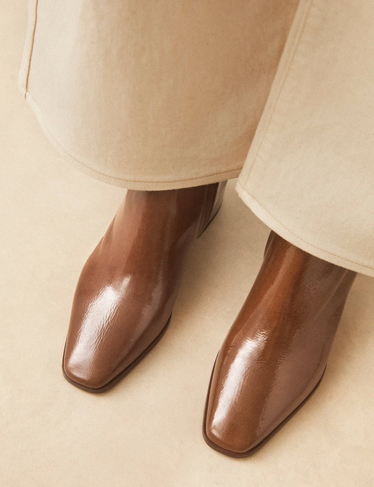 Bottines À Talons Cuir Vernis Brun - Numéro 406 - Rivecour