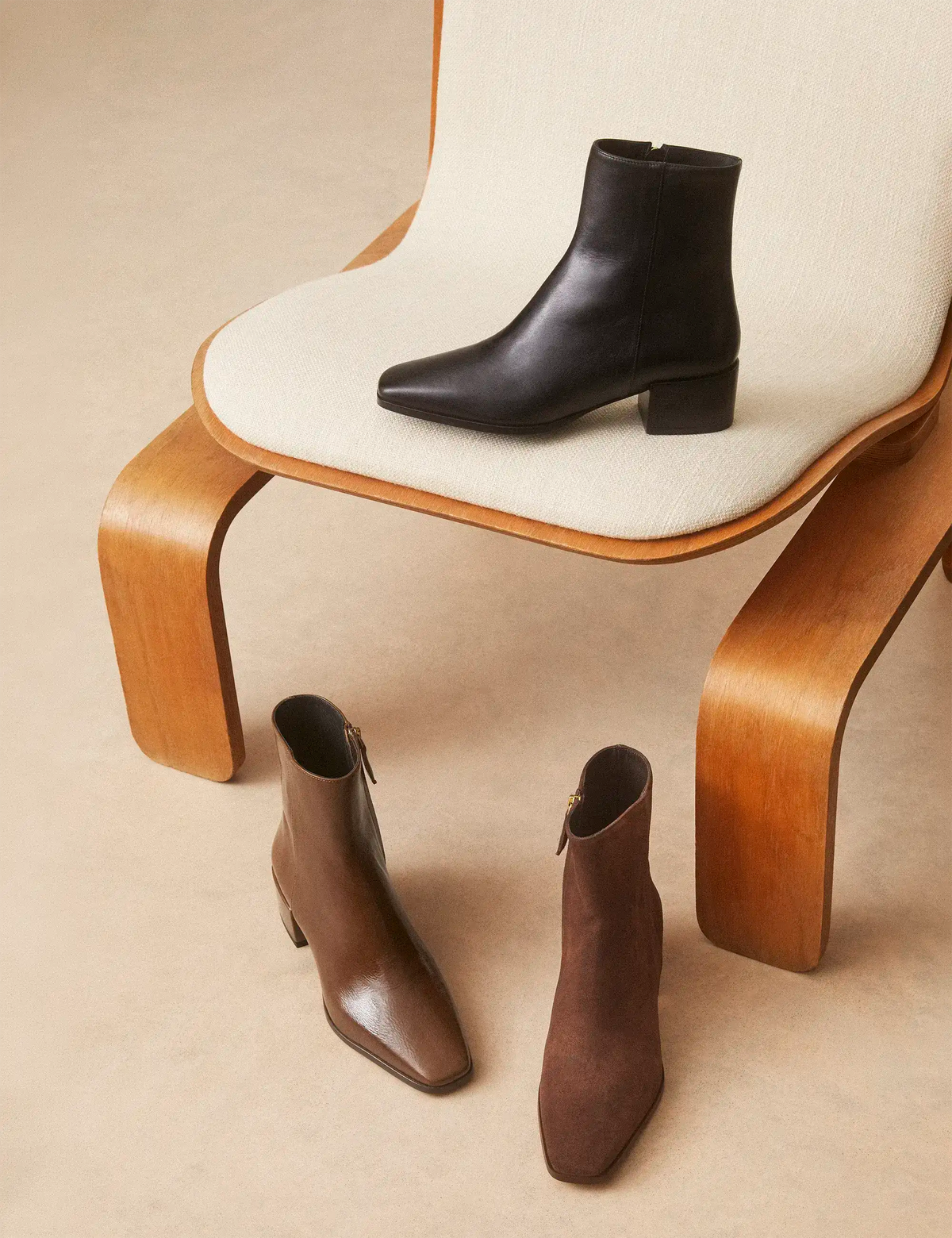 Bottines À Talons Cuir Vernis Brun - Numéro 406 - Rivecour