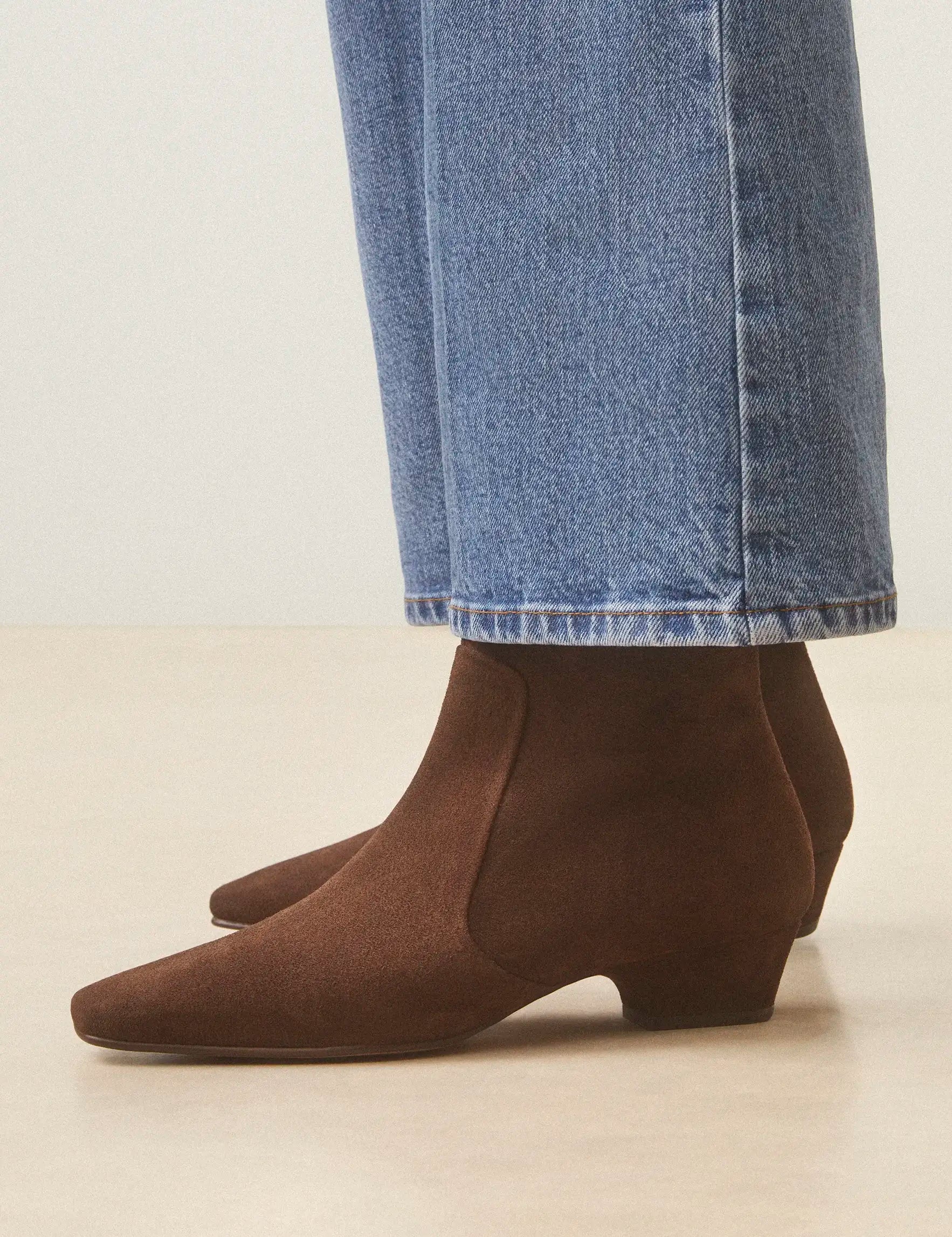 Bottines Plates Suède Marron Chocolat - Numéro 407 - Rivecour