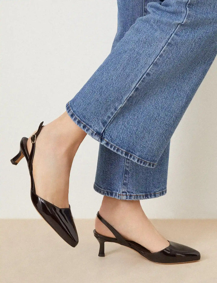 Slingbacks Cuir Vernis Marron Chocolat - Numéro 411 - Rivecour