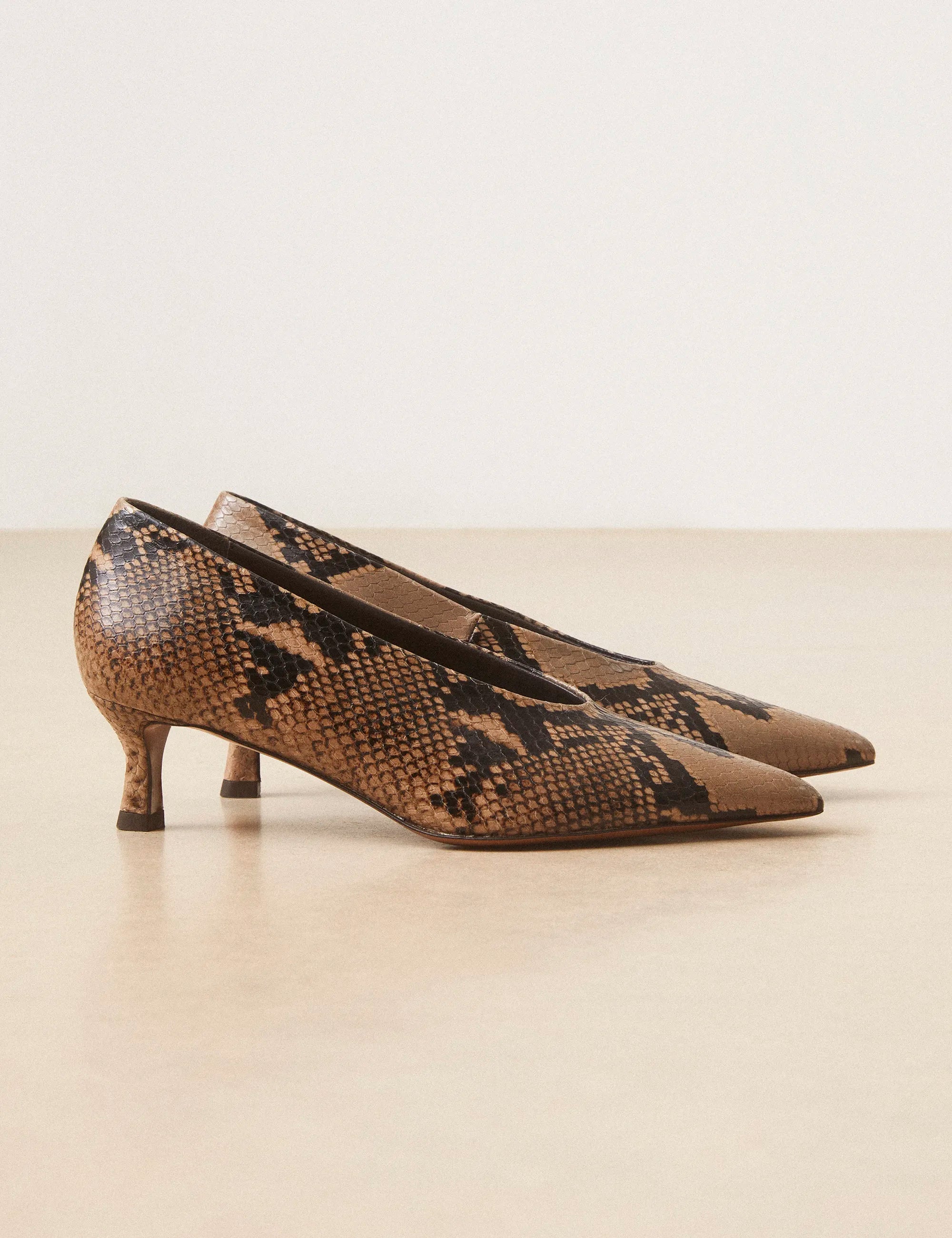Escarpins Cuir Façon Python Brun - Numéro 413 - Rivecour