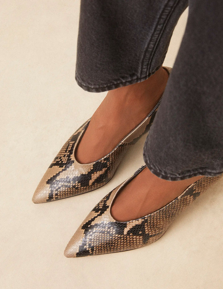 Escarpins Cuir Façon Python Brun - Numéro 413 - Rivecour