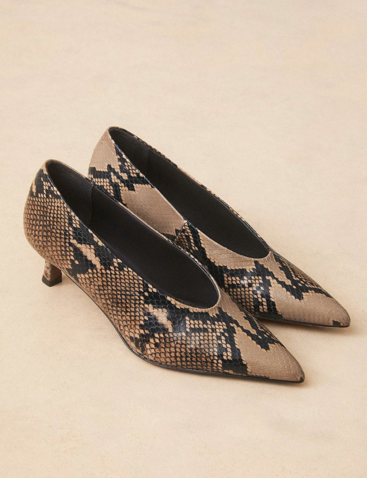 Escarpins Cuir Façon Python Brun - Numéro 413 - Rivecour