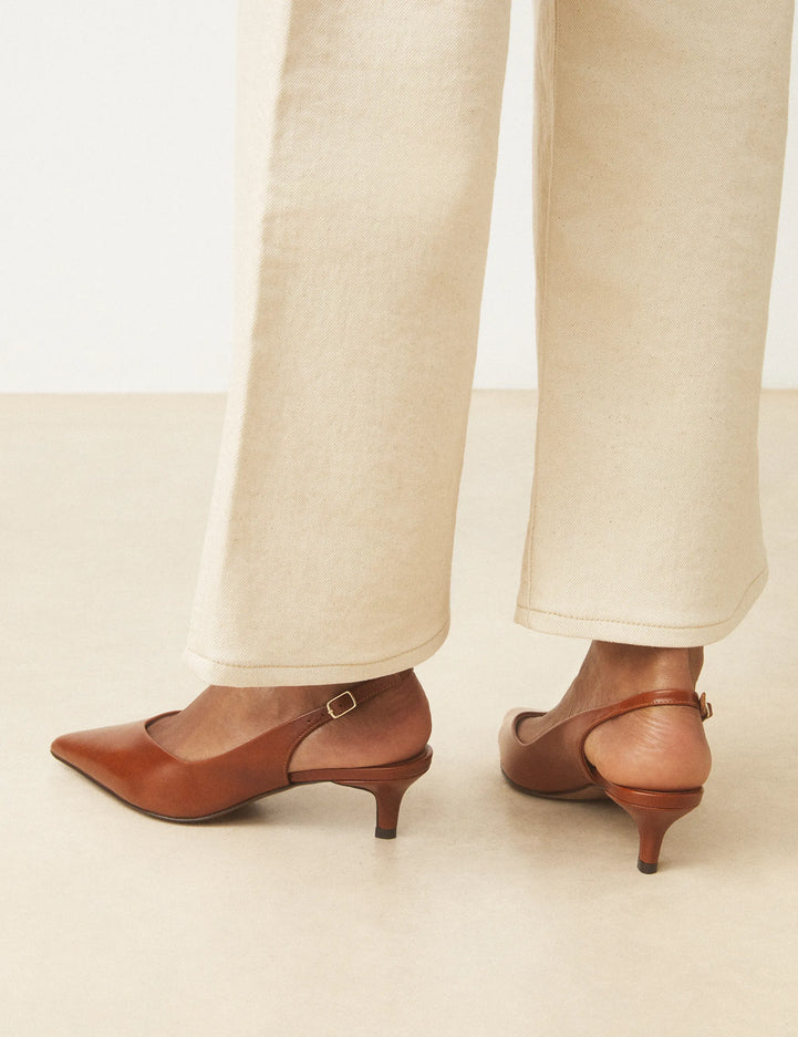 Slingbacks Cuir Cognac - Numéro 417 - Rivecour
