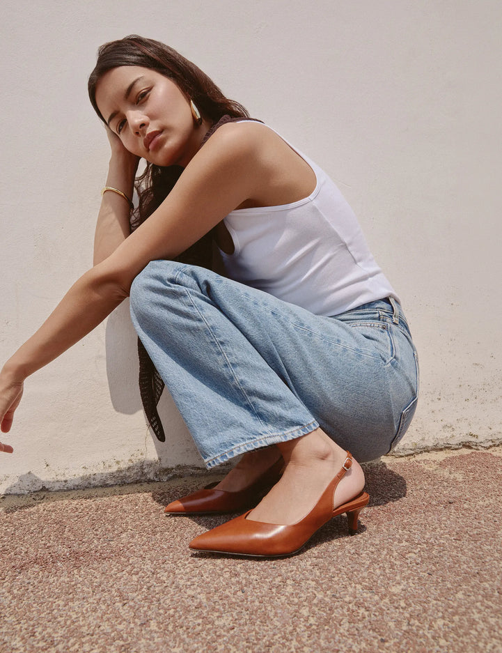 Slingbacks Cuir Cognac - Numéro 417 - Rivecour