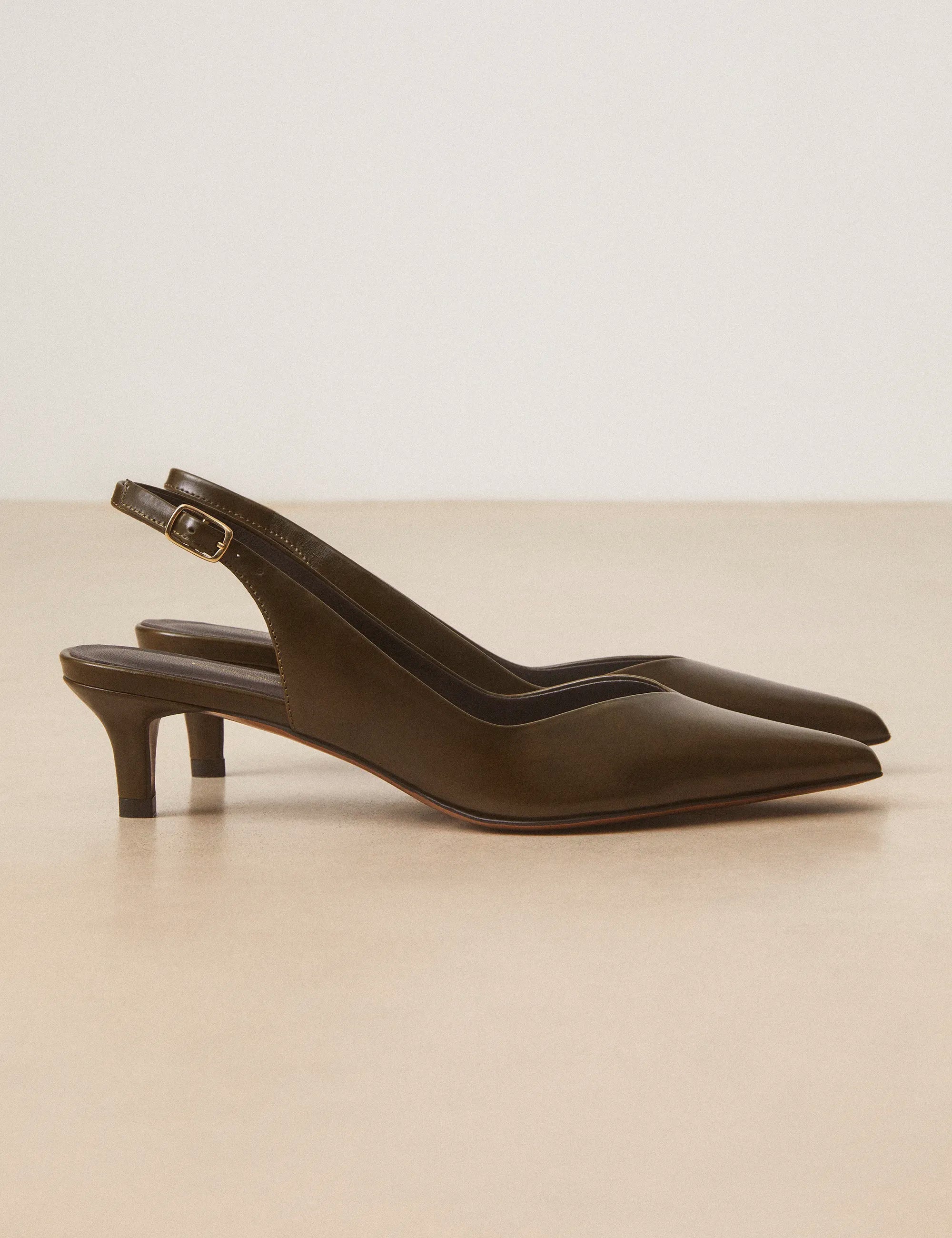 Slingbacks Cuir Kaki - Numéro 417 - Rivecour