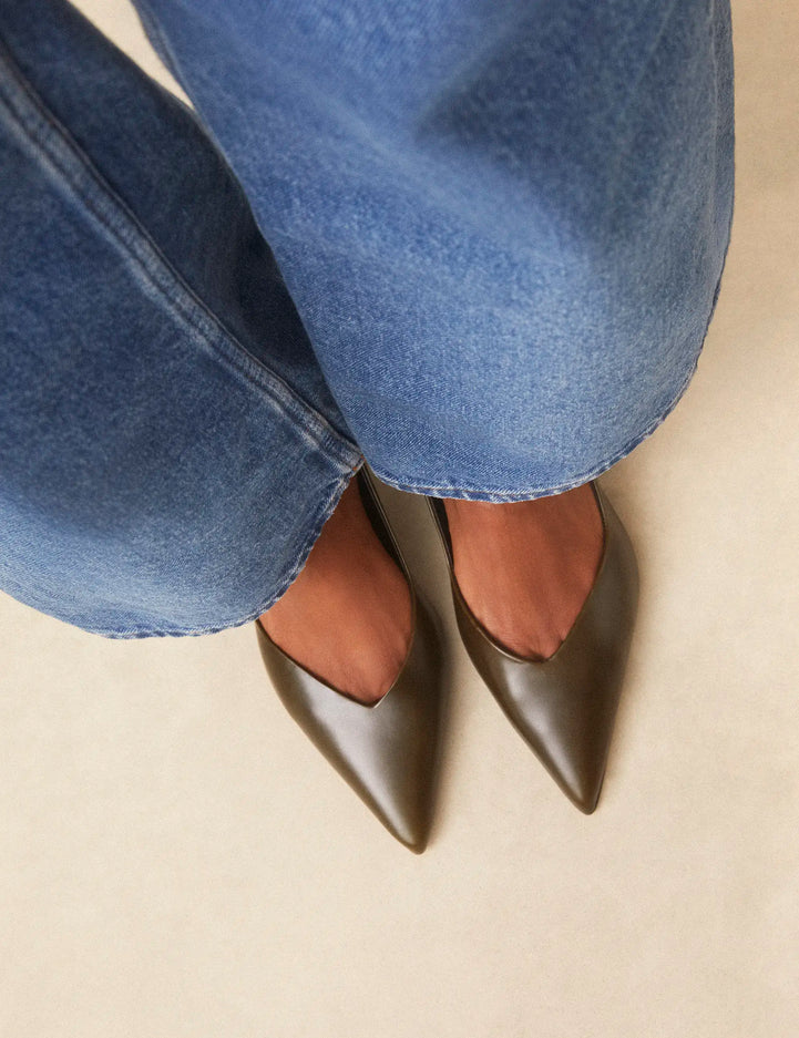 Slingbacks Cuir Kaki - Numéro 417 - Rivecour