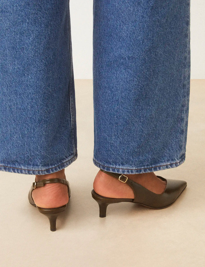 Slingbacks Cuir Kaki - Numéro 417 - Rivecour