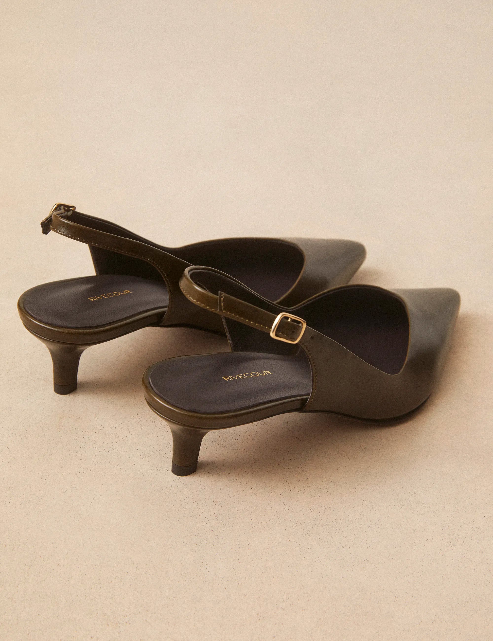 Slingbacks Cuir Kaki - Numéro 417 - Rivecour