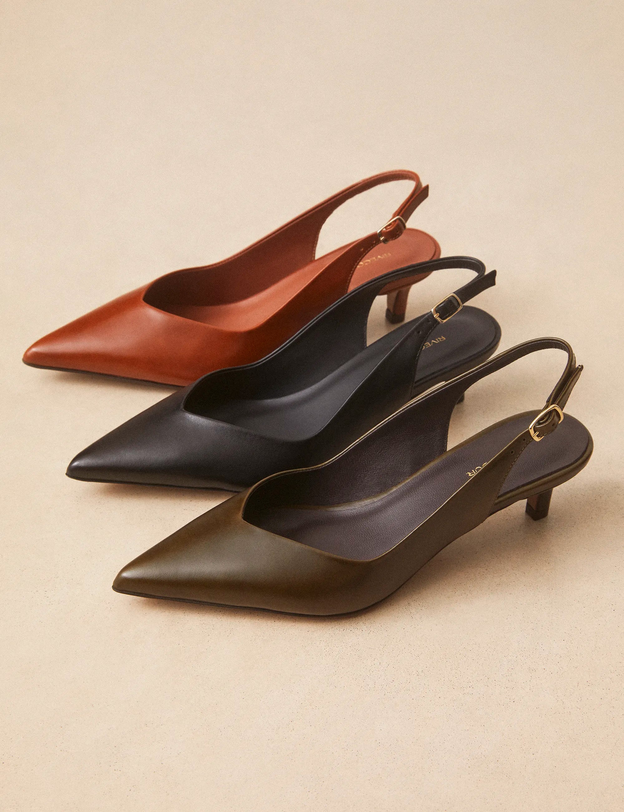 Slingbacks Cuir Kaki - Numéro 417 - Rivecour
