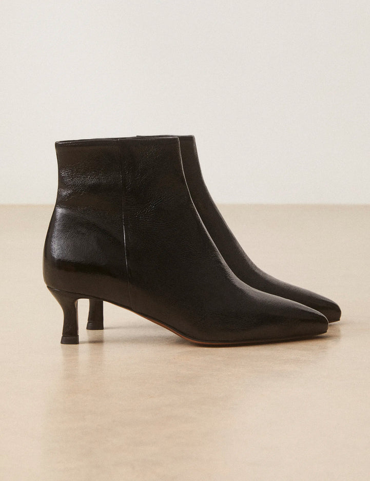 Bottines À Talons Cuir Vernis Noir - Numéro 421 - Rivecour