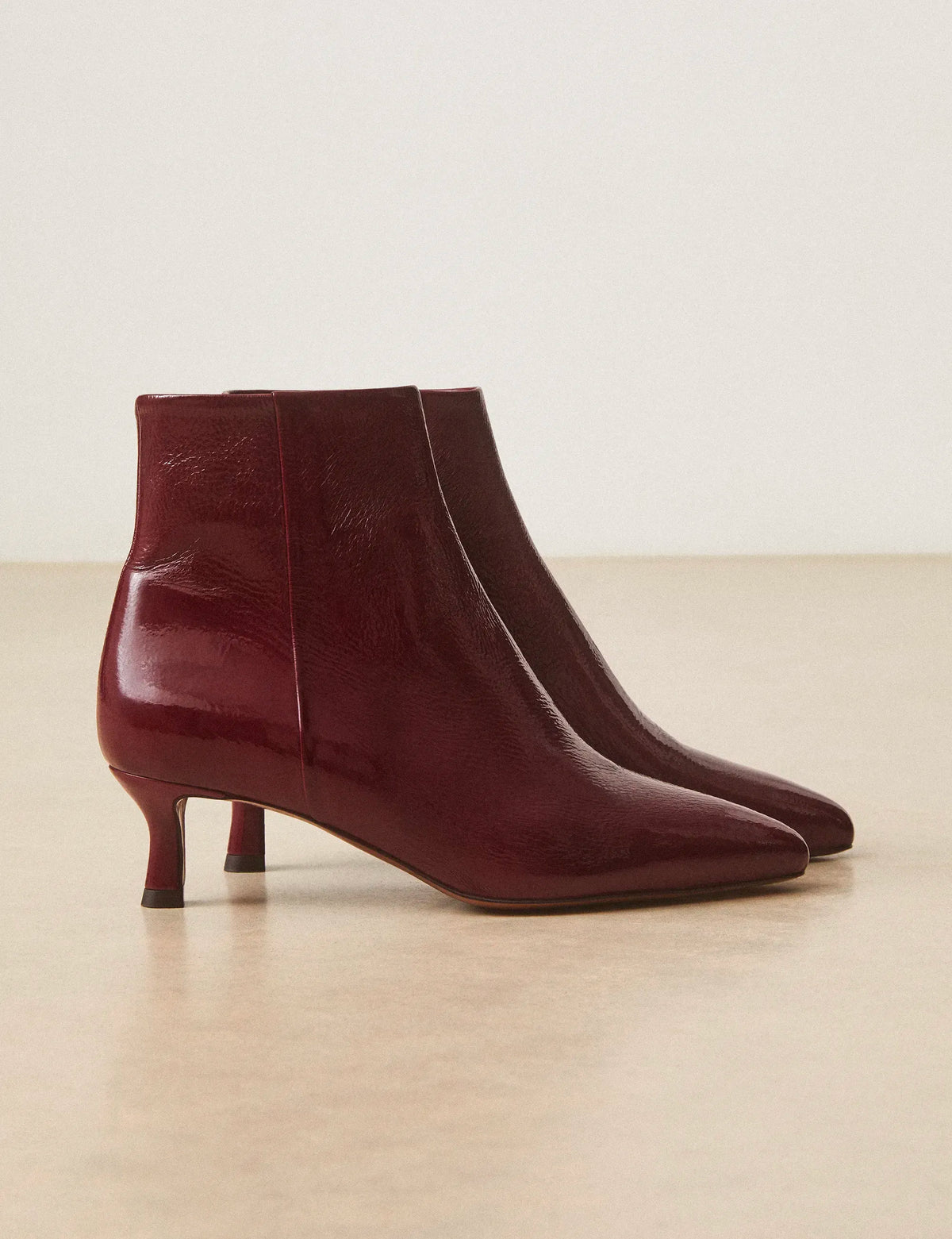 Bottines À Talons Cuir Vernis Bordeaux - Numéro 421 - Rivecour