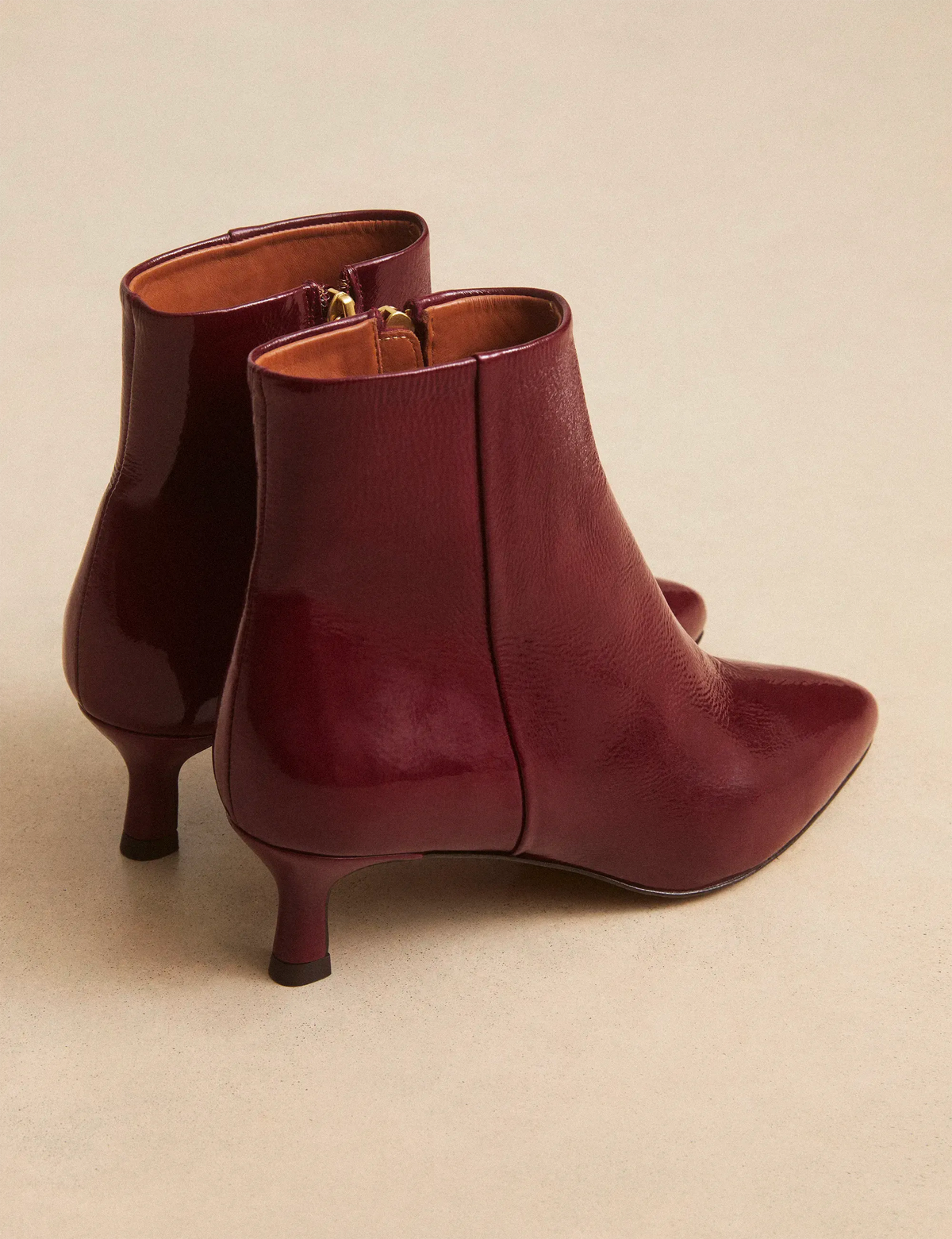 Bottines À Talons Cuir Vernis Bordeaux - Numéro 421 - Rivecour