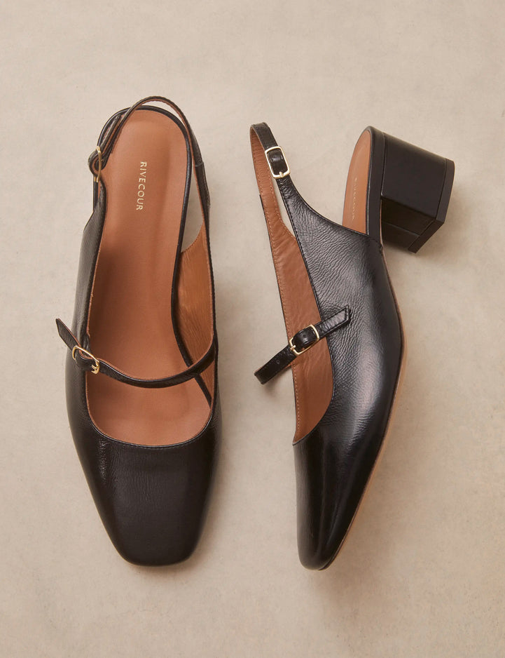 Babies Cuir Vernis Noir - Numéro 424 - Rivecour