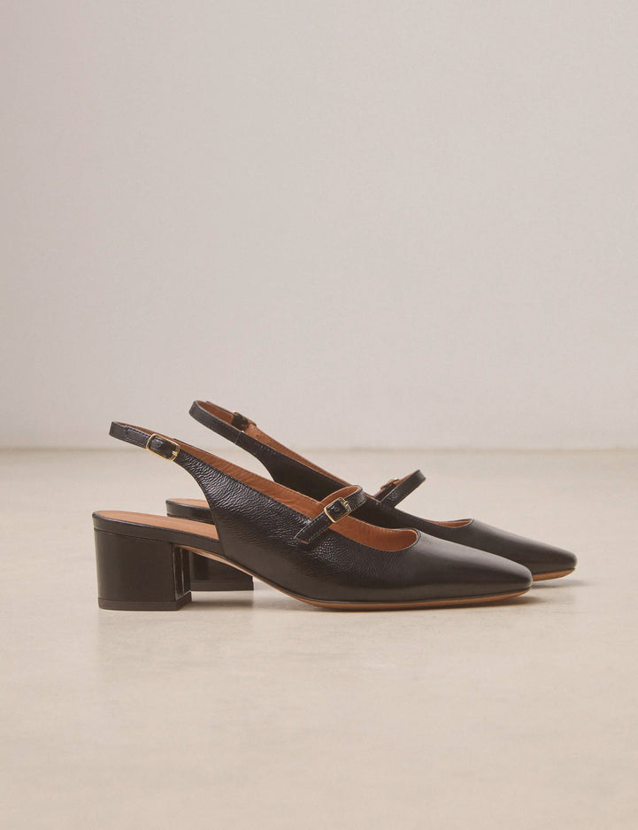 Babies Cuir Vernis Noir - Numéro 424 - Rivecour