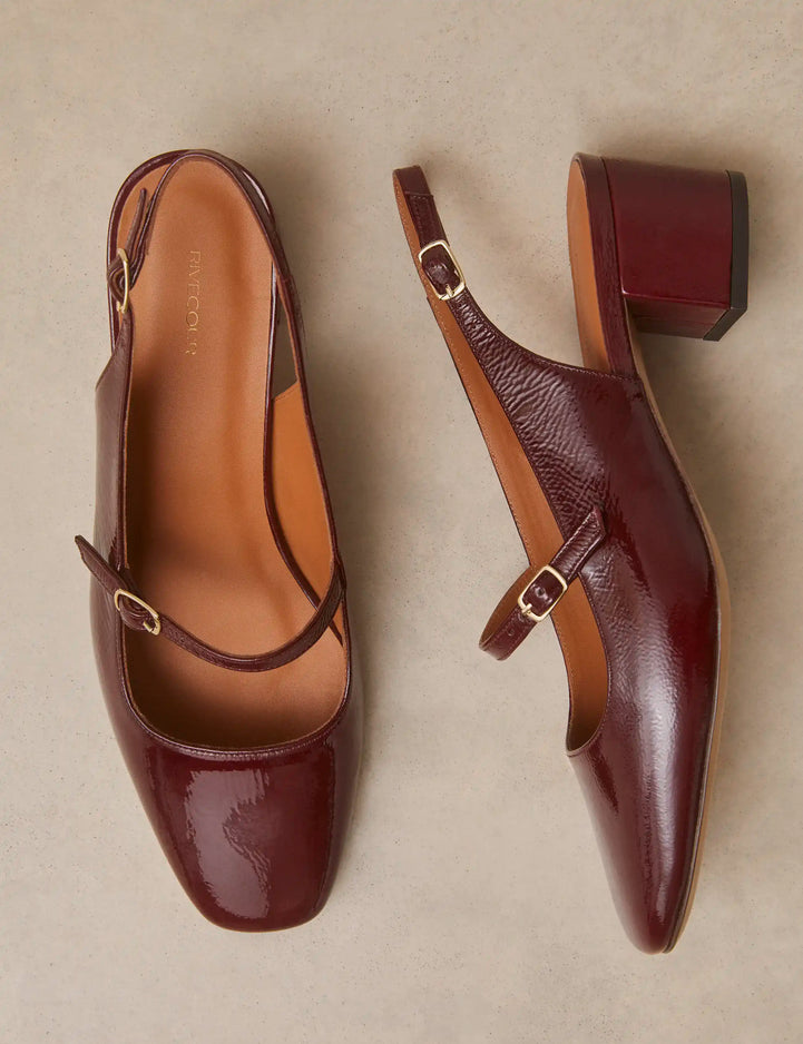 Babies Cuir Vernis Bordeaux - Numéro 424 - Rivecour