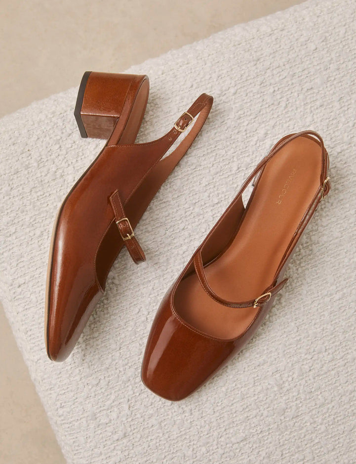 Babies Cuir Vernis Noisette - Numéro 424 - Rivecour