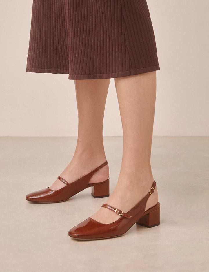 Babies Cuir Vernis Noisette - Numéro 424 - Rivecour