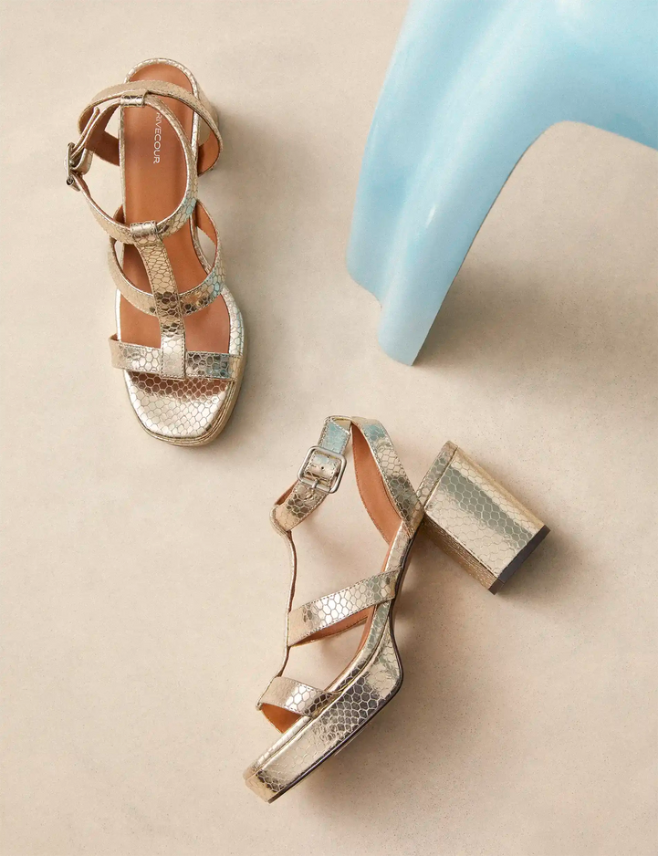 Platforms Leather Façon Lézard Or White - Numéro 447 - Rivecour