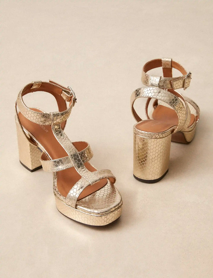 Platforms Leather Façon Lézard Or White - Numéro 447 - Rivecour