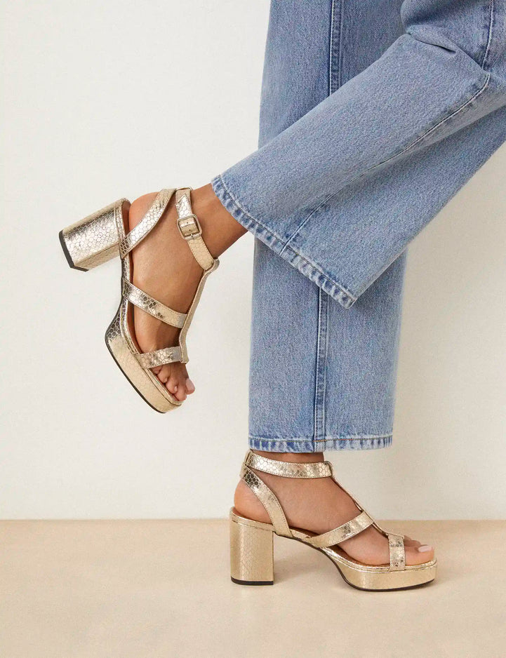 Platforms Leather Façon Lézard Or White - Numéro 447 - Rivecour
