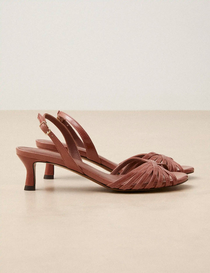 Sandals À Talons Leather Patent Pink Poudré - Numéro 460 - Rivecour
